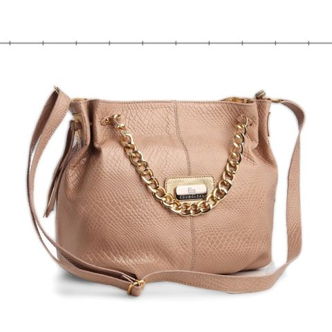 Modelo 183: bolsa saco nude com textura de cobra e corrente dourada grossa