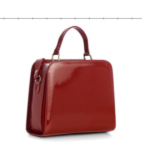 Modelo 279: bolsa de mão estruturada em verniz vermelho